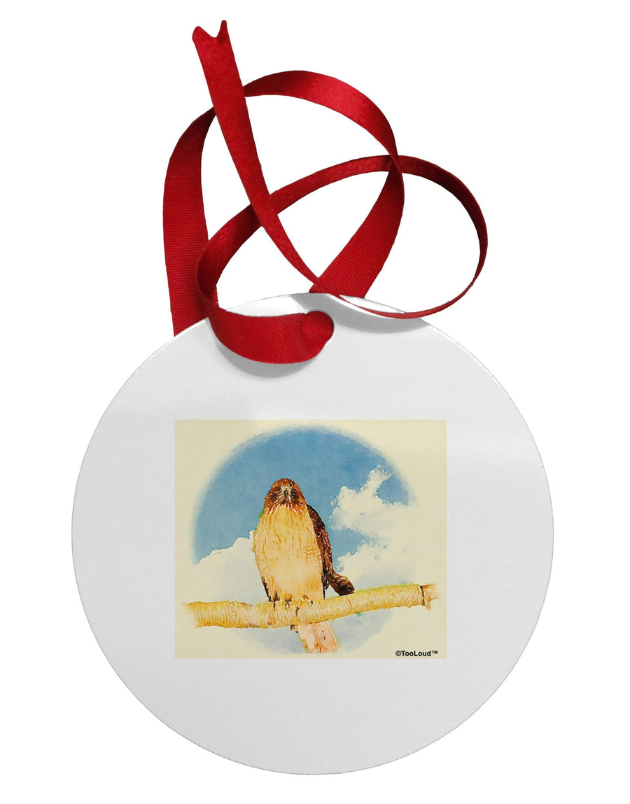 Red-tailed Hawk Circular Metal Ornament-Ornament-TooLoud-White-Davson Sales