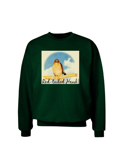 Red-tailed Hawk Text Adult Dark Sweatshirt-Sweatshirts-TooLoud-Deep-Forest-Green-Small-Davson Sales