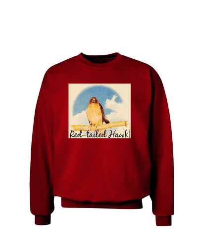 Red-tailed Hawk Text Adult Dark Sweatshirt-Sweatshirts-TooLoud-Deep-Red-Small-Davson Sales