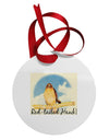 Red-tailed Hawk Text Circular Metal Ornament-Ornament-TooLoud-White-Davson Sales