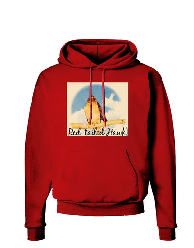 Red-tailed Hawk Text Dark Hoodie Sweatshirt-Hoodie-TooLoud-Red-Small-Davson Sales