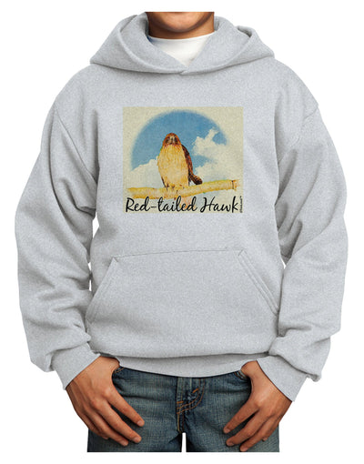 Red-tailed Hawk Text Youth Hoodie Pullover Sweatshirt-Youth Hoodie-TooLoud-Ash-XS-Davson Sales