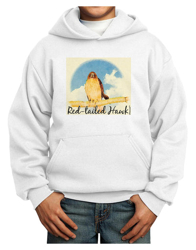 Red-tailed Hawk Text Youth Hoodie Pullover Sweatshirt-Youth Hoodie-TooLoud-White-XS-Davson Sales