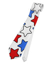 Red White And Blue Stars Printed White Necktie by TooLoud