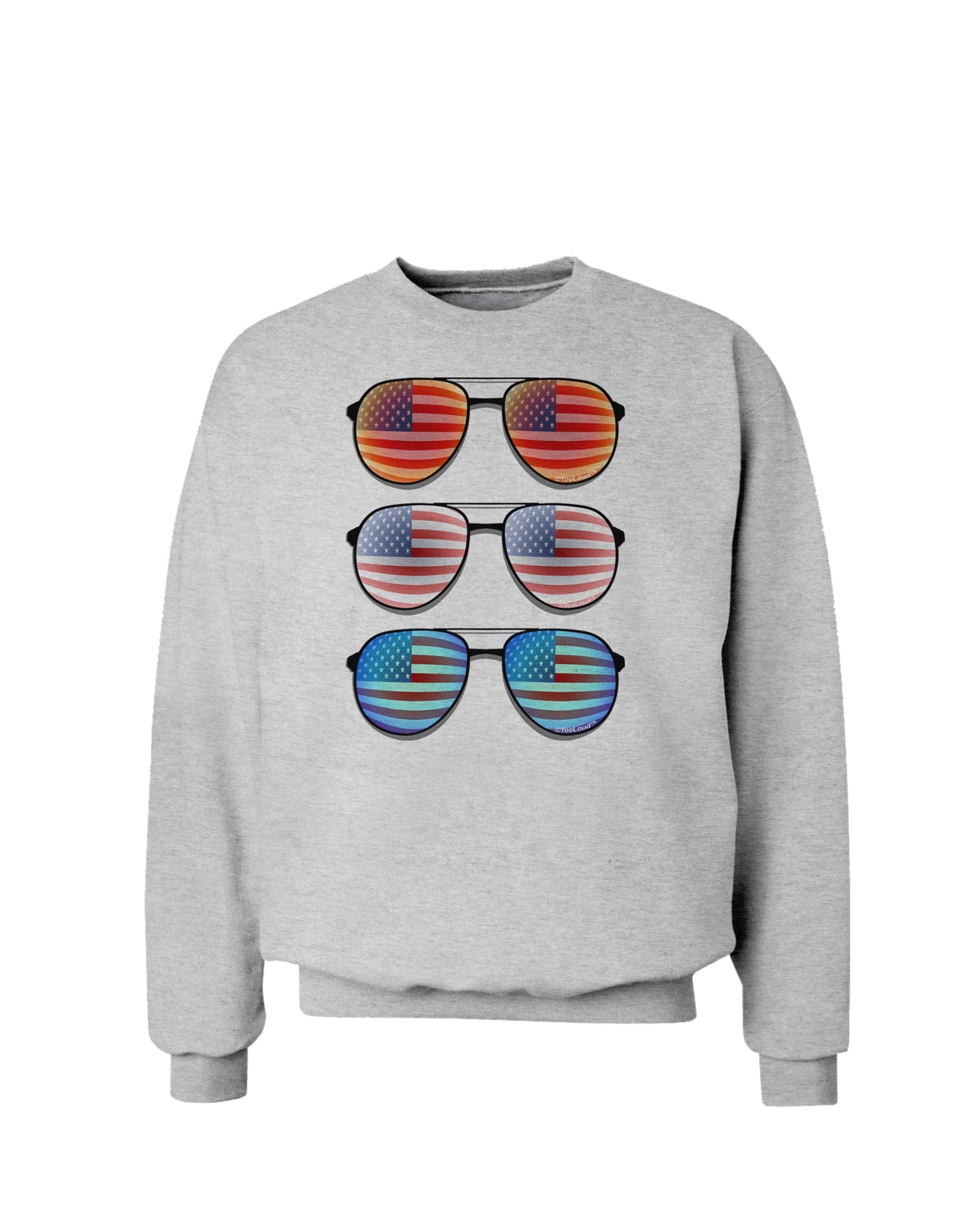 Red White and Blue USA Flag Aviators Sweatshirt-Sweatshirts-TooLoud-AshGray-Small-Davson Sales