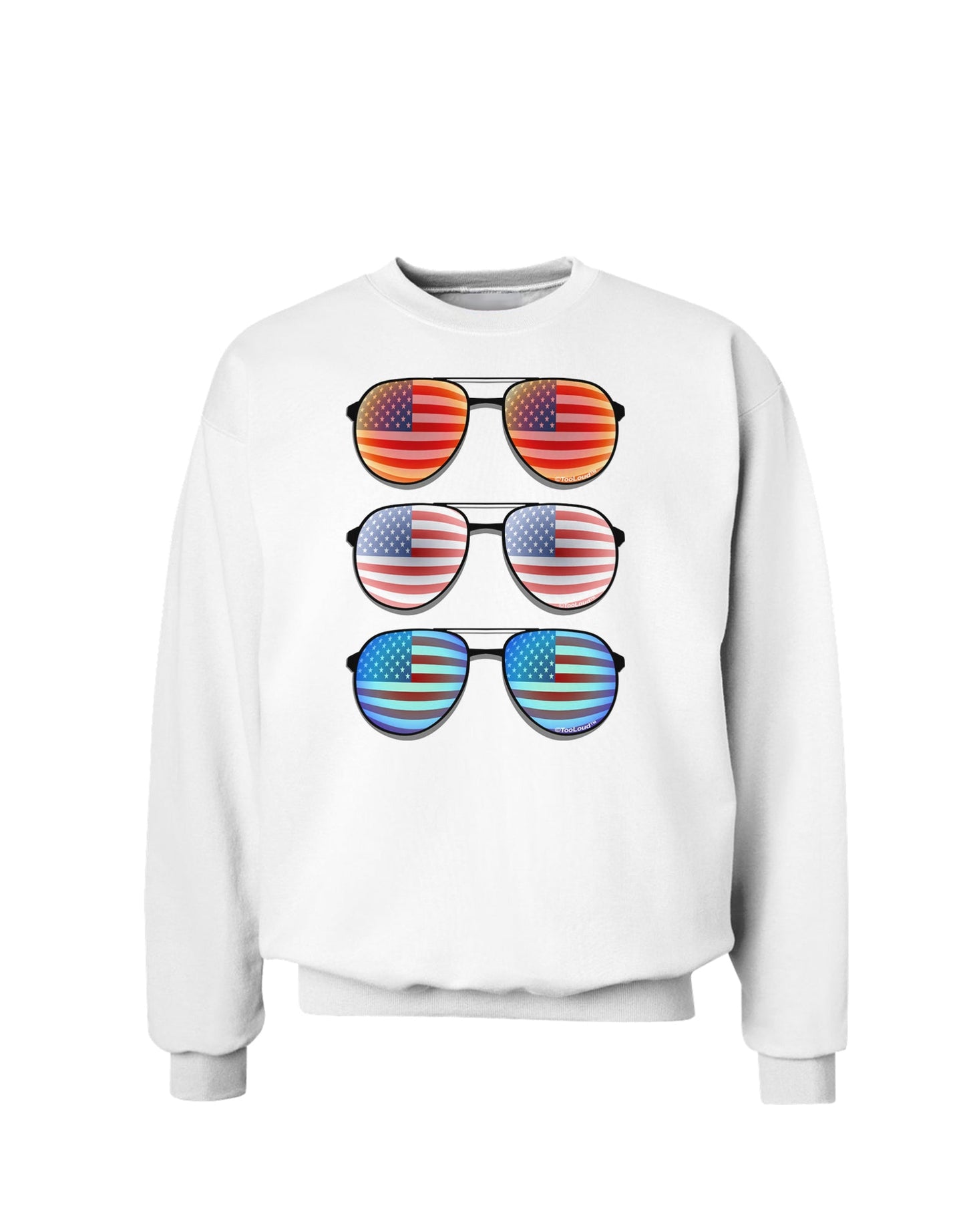 Red White and Blue USA Flag Aviators Sweatshirt-Sweatshirts-TooLoud-White-Small-Davson Sales