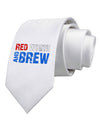 Red White and Brew Color Printed White Necktie by TooLoud