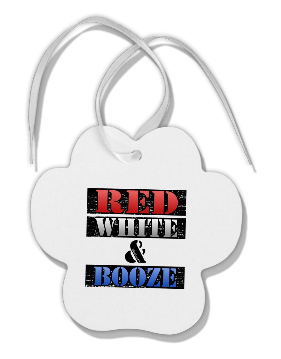 Red White & Booze Paw Print Shaped Ornament-Ornament-TooLoud-White-Davson Sales