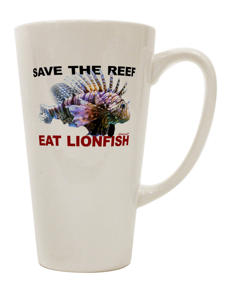 Reef Conservation - Lionfish Consumption 16 oz Conical Latte Coffee Mug - TooLoud-Conical Latte Mug-TooLoud-White-Davson Sales