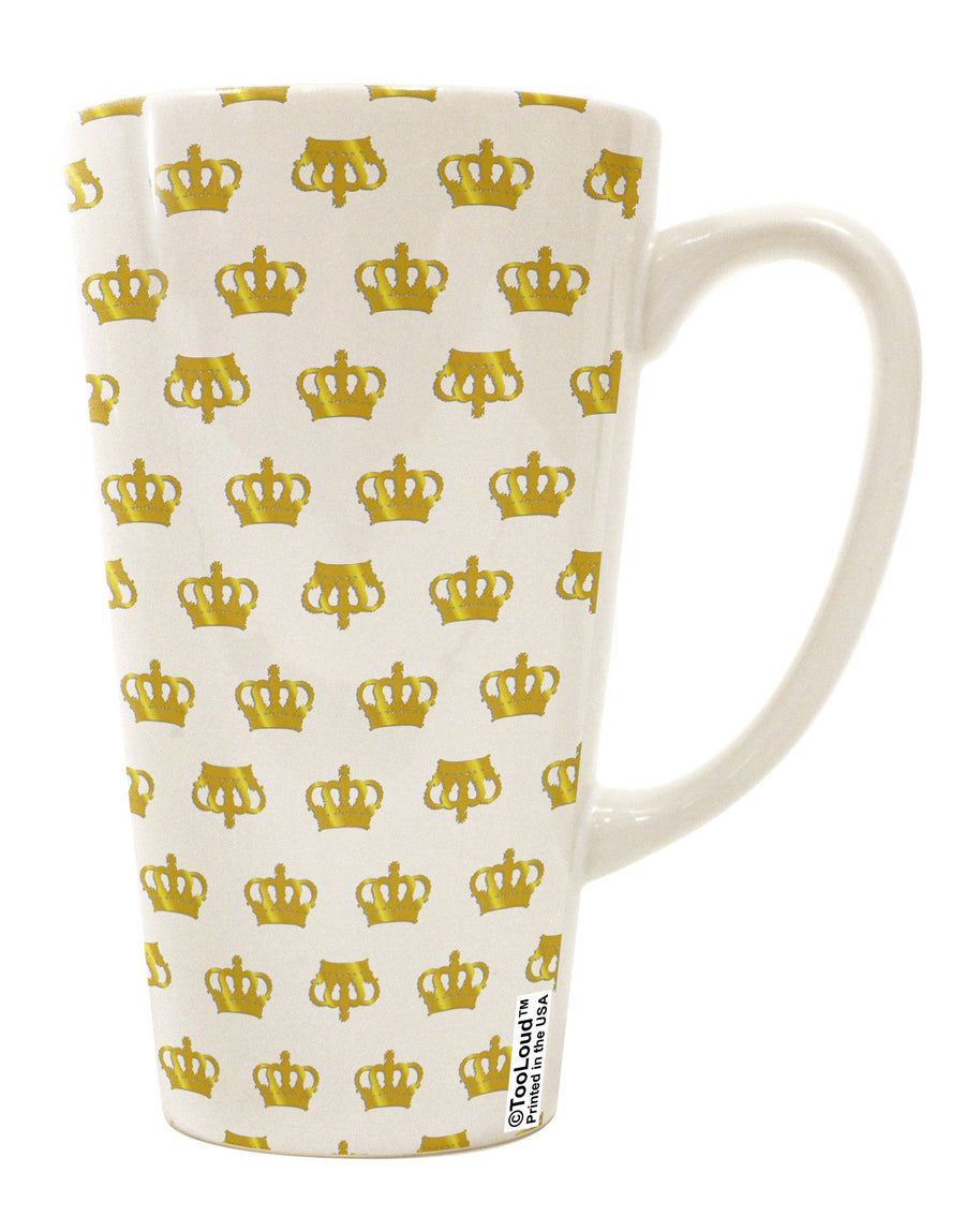 Regal Gold Crowns 16 Ounce Conical Latte Coffee Mug - Expertly Crafted by TooLoud-Conical Latte Mug-TooLoud-White-Davson Sales