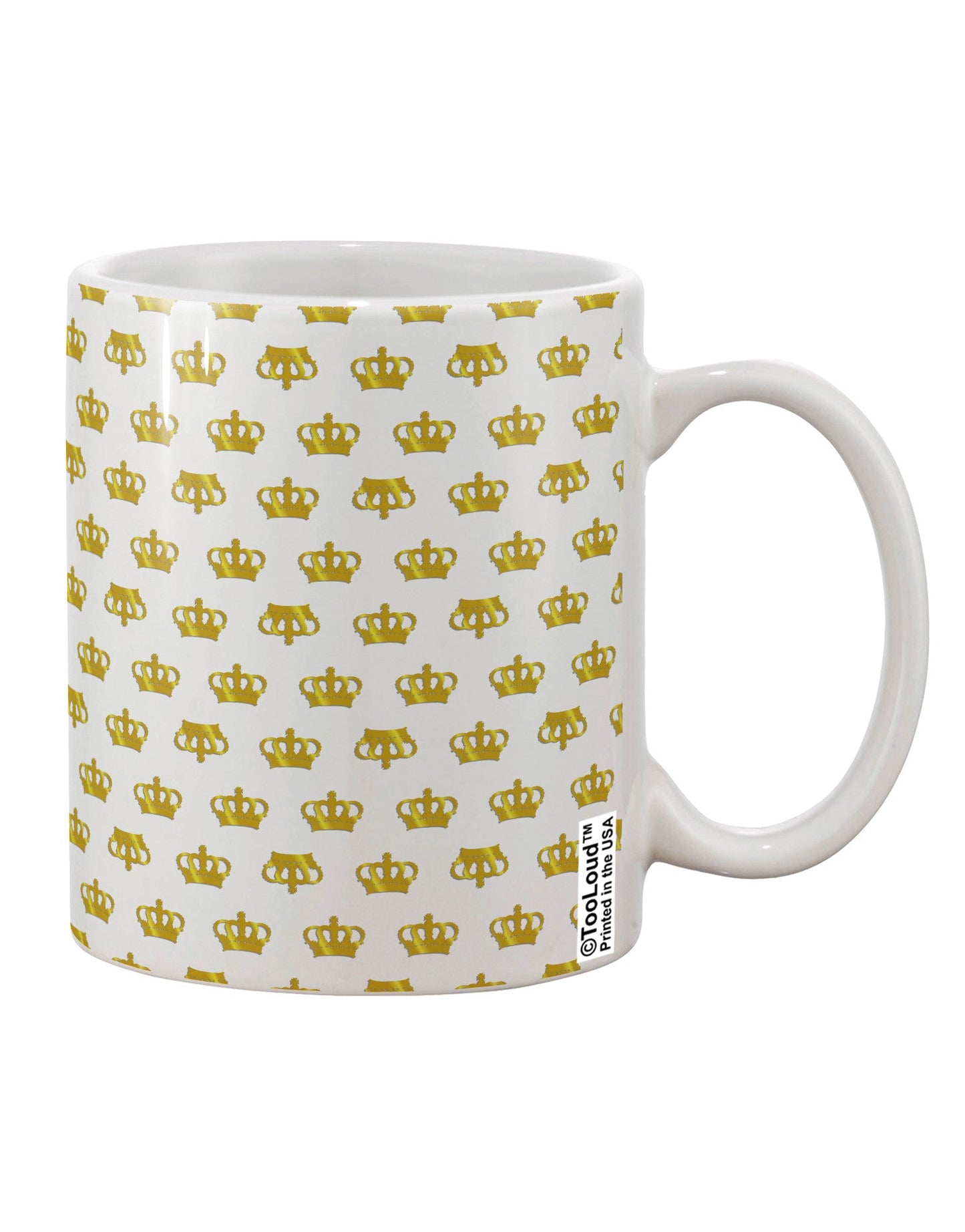 Regal Gold Crowns AOP Printed 11 oz Coffee Mug - Exquisite Craftsmanship by TooLoud-11 OZ Coffee Mug-TooLoud-White-Davson Sales