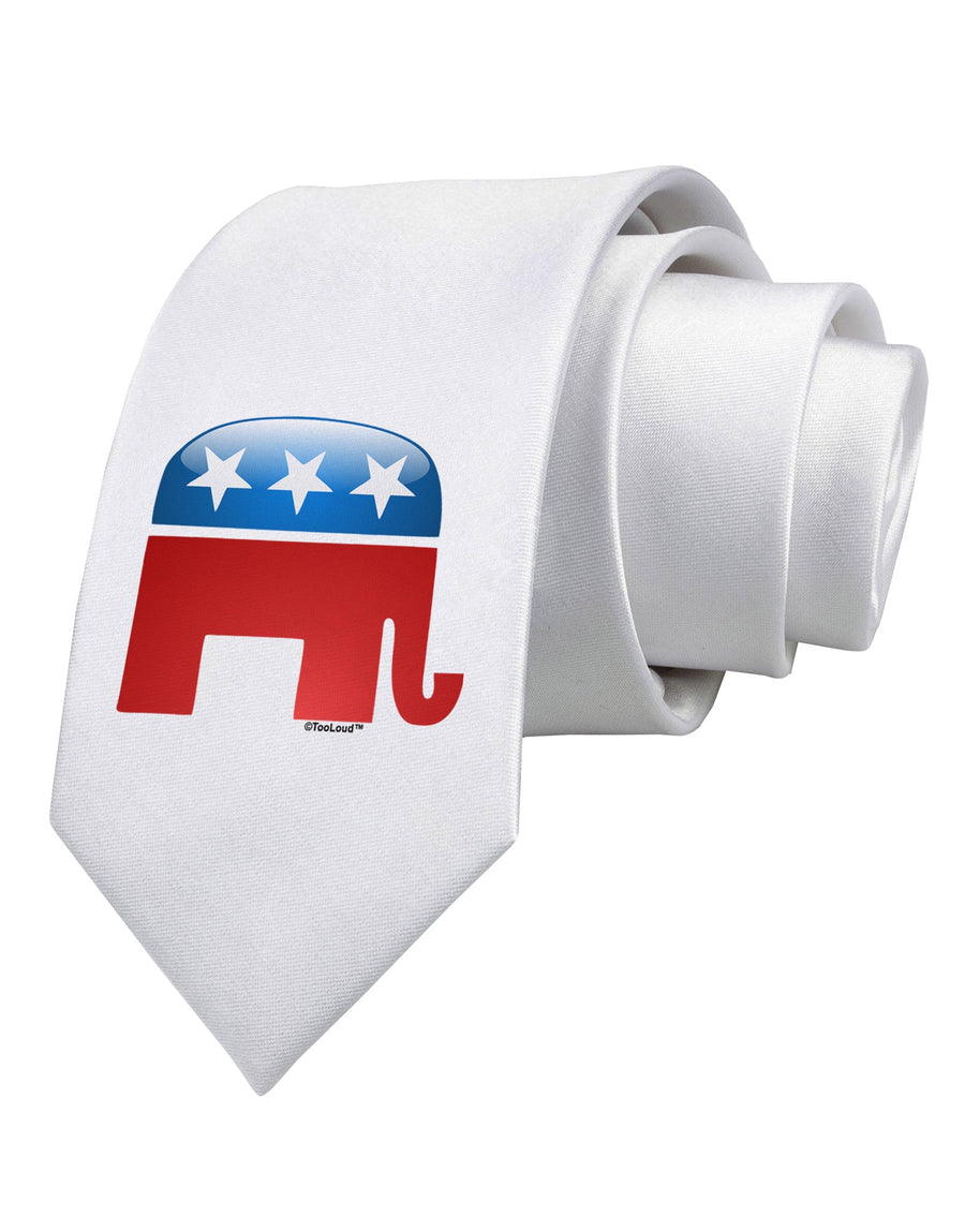 Republican Bubble Symbol Printed White Necktie