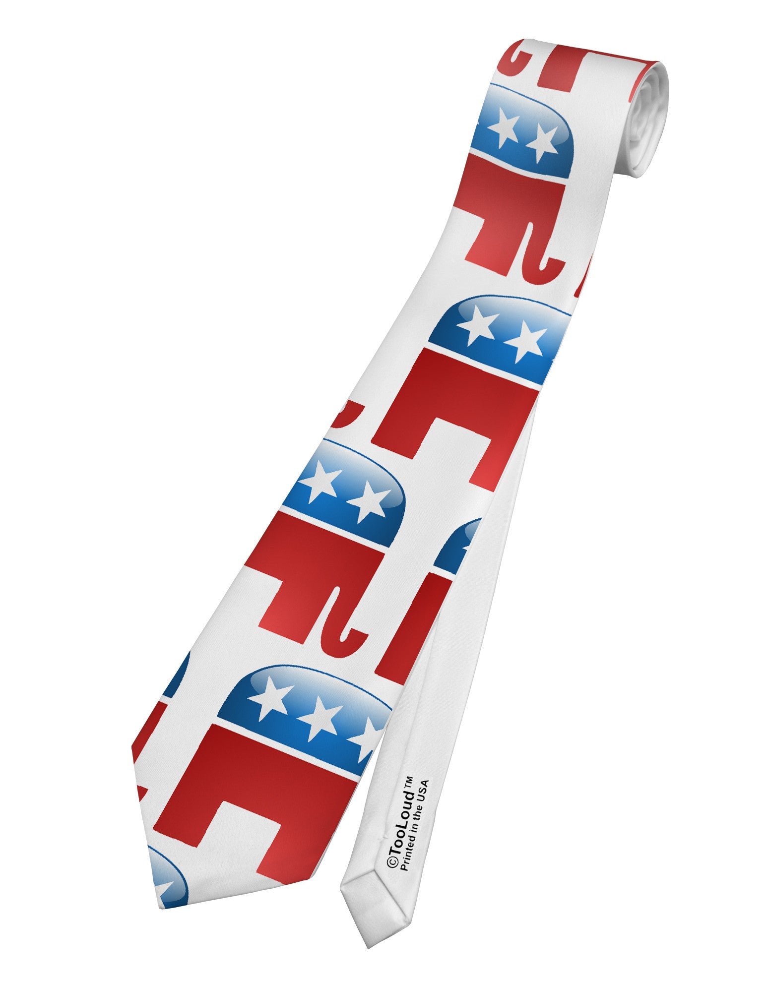 Republican Symbol All Over Printed White Necktie All Over Print