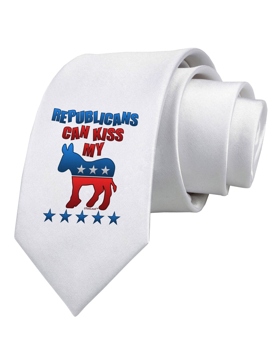 Republicans Can Kiss My - Democrat Printed White Necktie