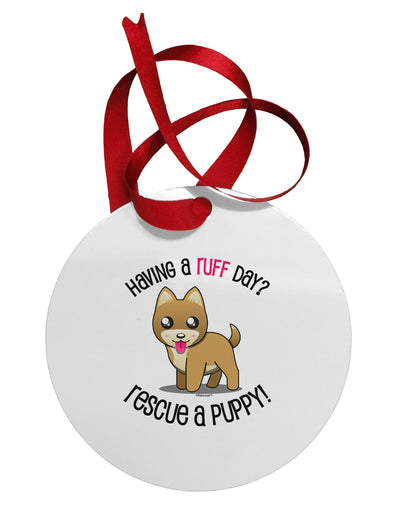 Rescue A Puppy Circular Metal Ornament-Ornament-TooLoud-White-Davson Sales