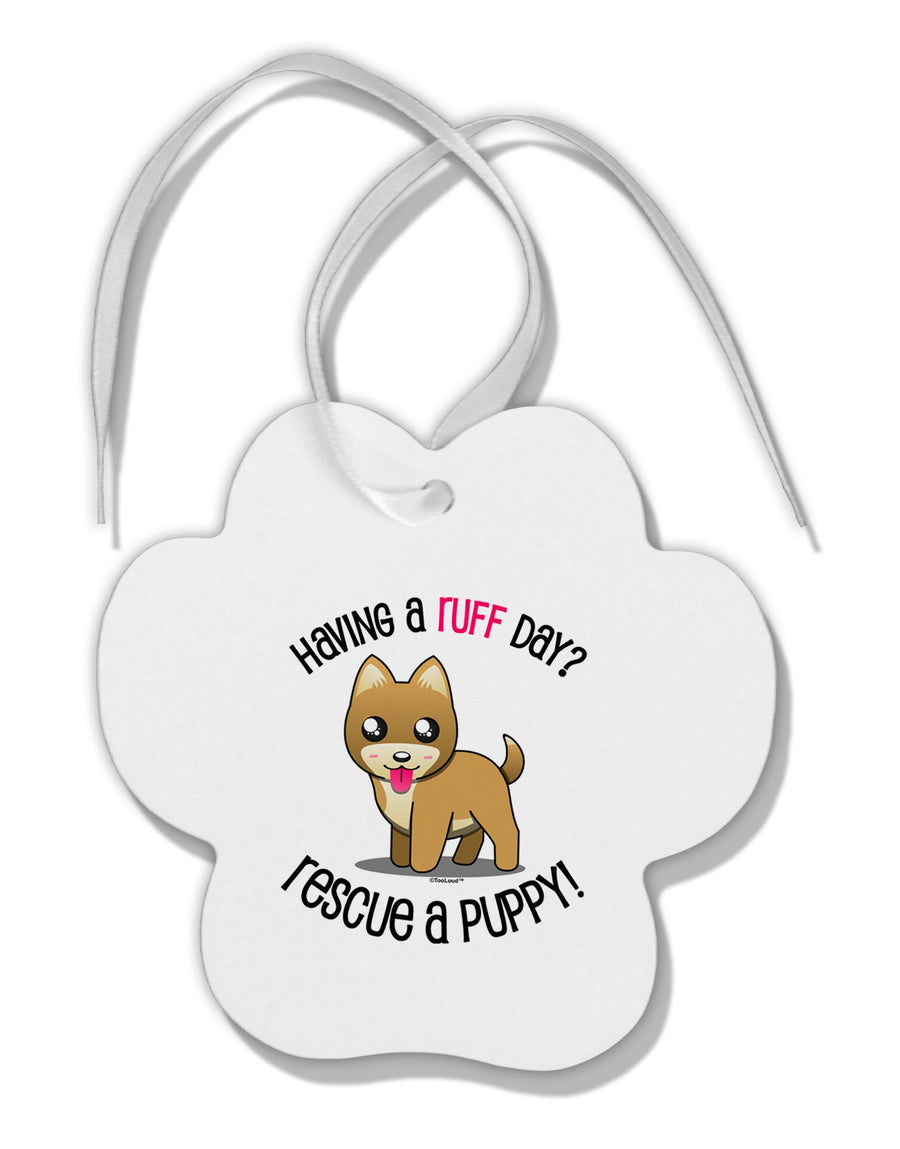 Rescue A Puppy Paw Print Shaped Ornament-Ornament-TooLoud-White-Davson Sales