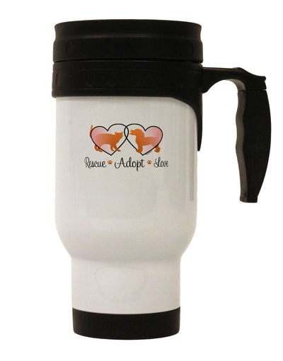 Rescue Adopt Love Stainless Steel 14oz Travel Mug-Travel Mugs-TooLoud-White-Davson Sales