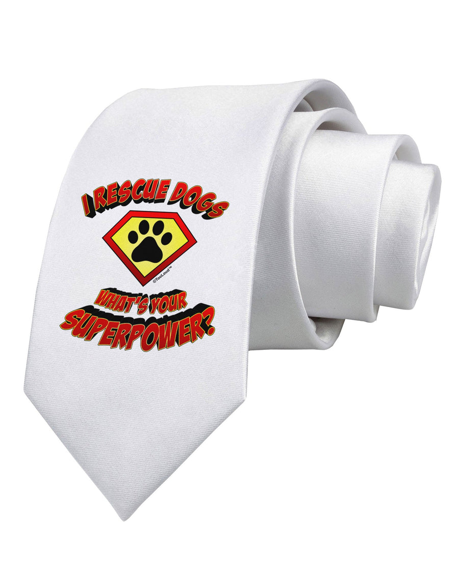 Rescue Dogs - Superpower Printed White Necktie