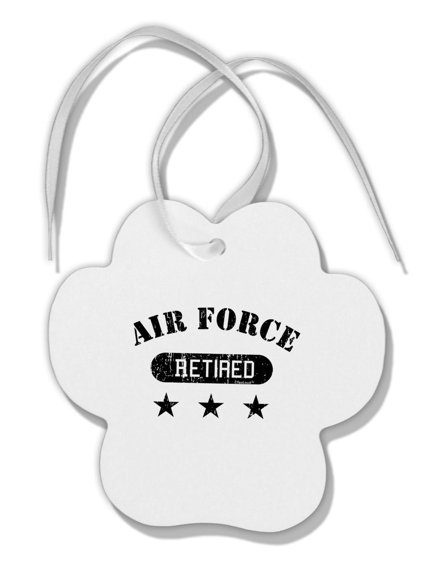 Retired Air Force Paw Print Shaped Ornament by TooLoud-Ornament-TooLoud-White-Davson Sales