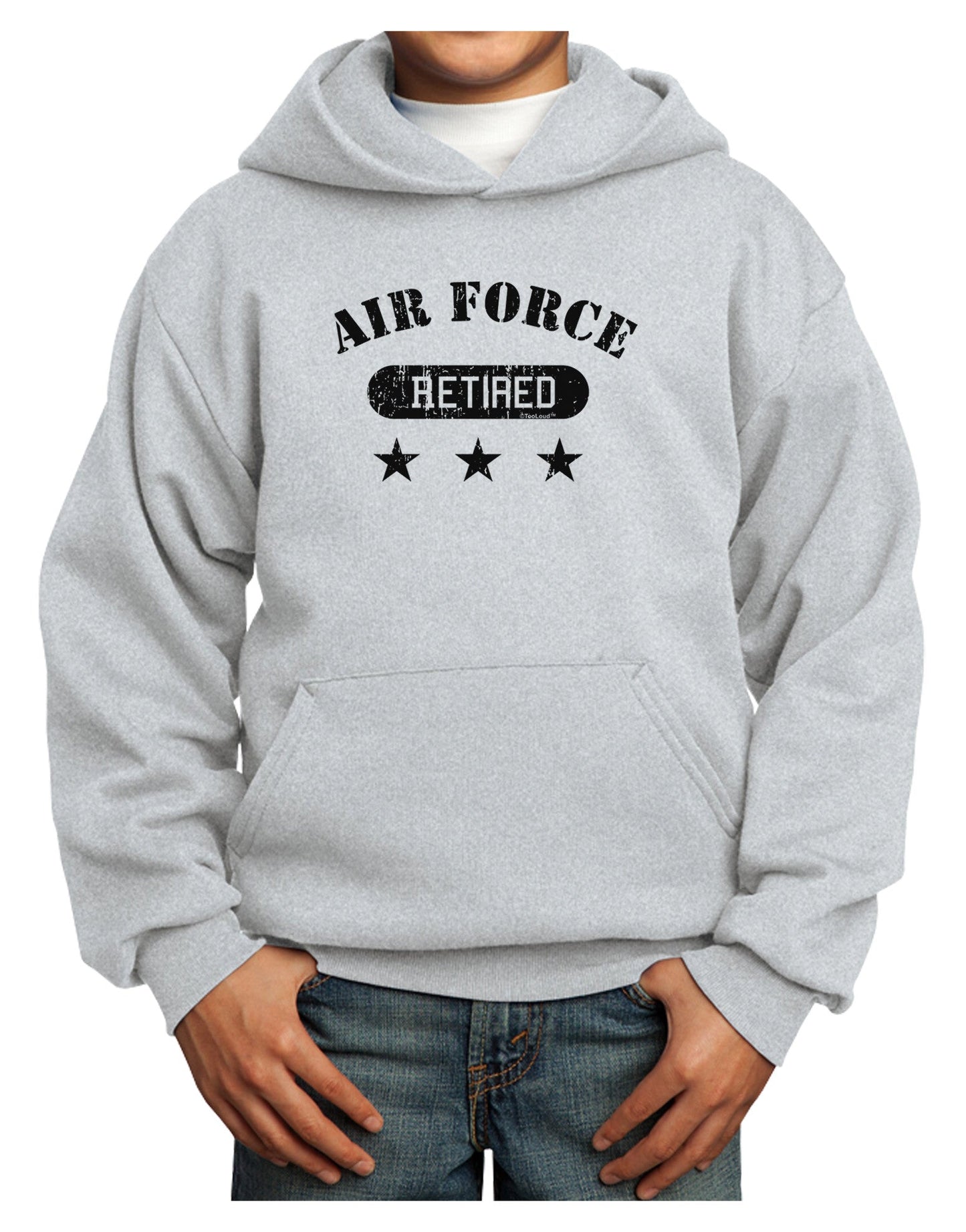 Retired Air Force Youth Hoodie Pullover Sweatshirt-Youth Hoodie-TooLoud-Ash-XS-Davson Sales