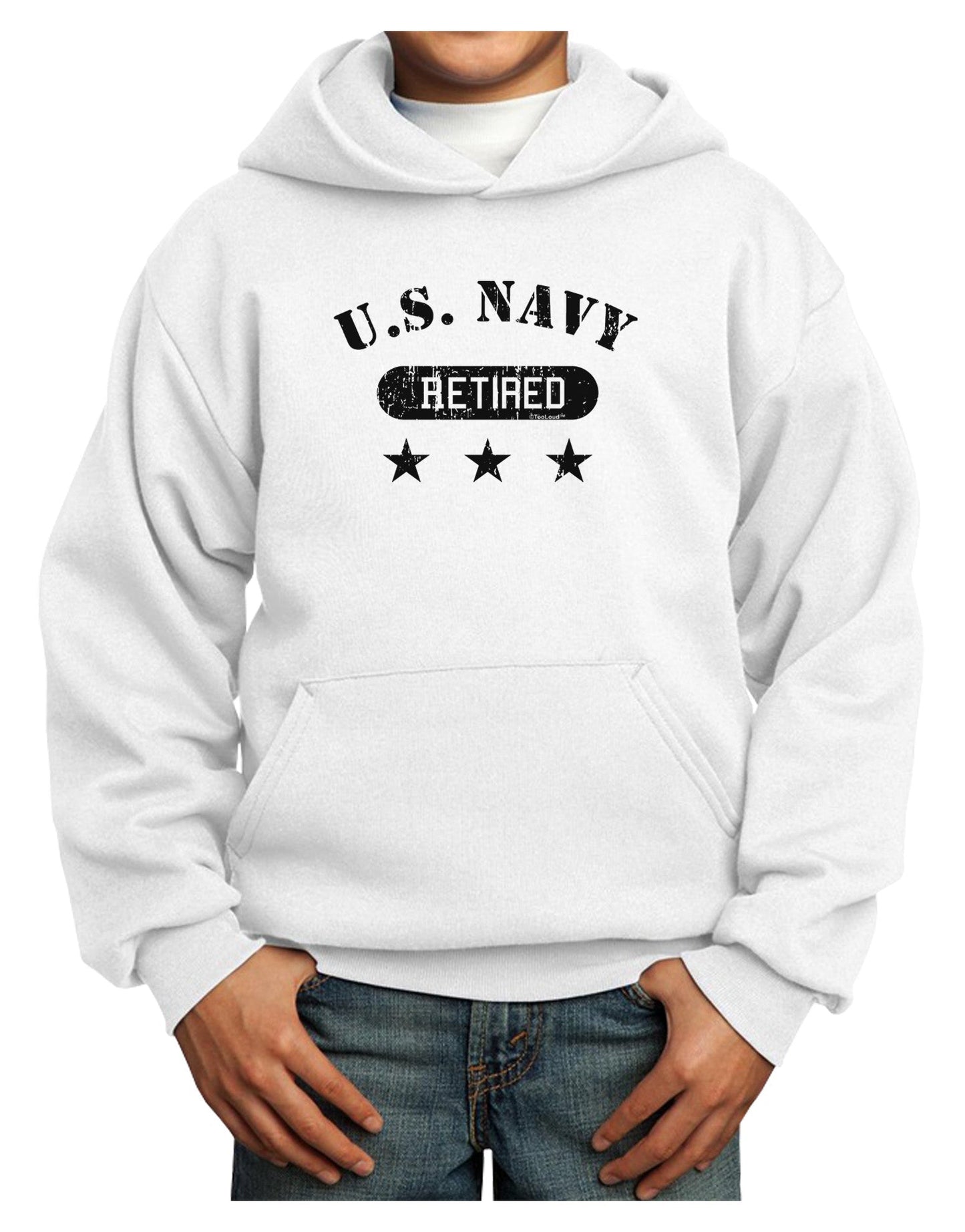 Retired Navy Youth Hoodie Pullover Sweatshirt-Youth Hoodie-TooLoud-White-XS-Davson Sales