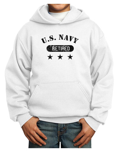 Retired Navy Youth Hoodie Pullover Sweatshirt-Youth Hoodie-TooLoud-White-XS-Davson Sales