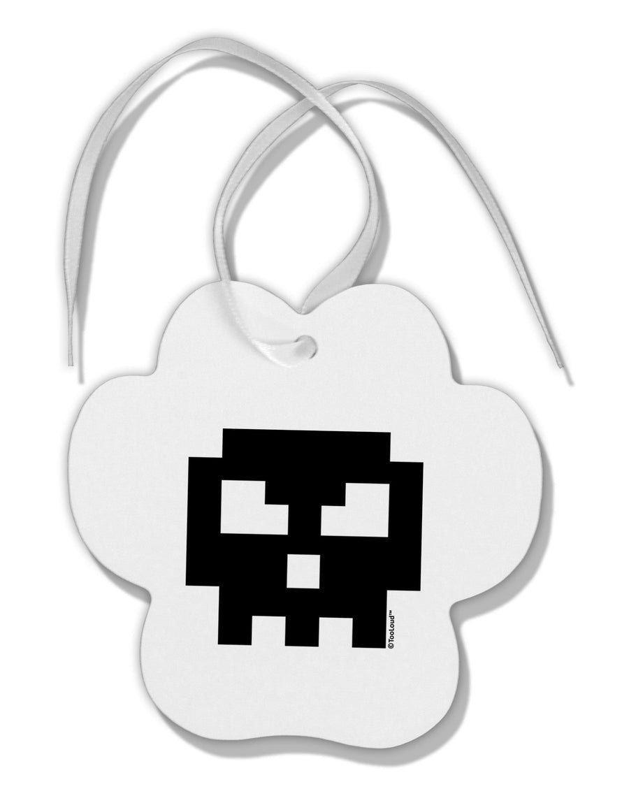 Retro 8-Bit Skull Paw Print Shaped Ornament-Ornament-TooLoud-White-Davson Sales