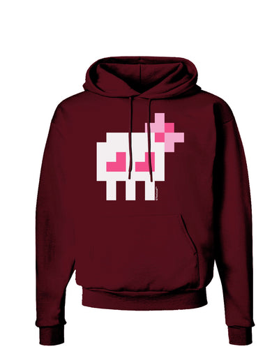 Retro 8-Bit Skull with Pink Bow Dark Hoodie Sweatshirt-Hoodie-TooLoud-Maroon-Small-Davson Sales