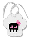 Retro 8-Bit Skull with Pink Bow Paw Print Shaped Ornament-Ornament-TooLoud-White-Davson Sales