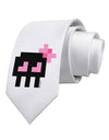 Retro 8-Bit Skull with Pink Bow Printed White Necktie