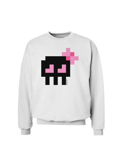 Retro 8-Bit Skull with Pink Bow Sweatshirt-Sweatshirts-TooLoud-White-Small-Davson Sales