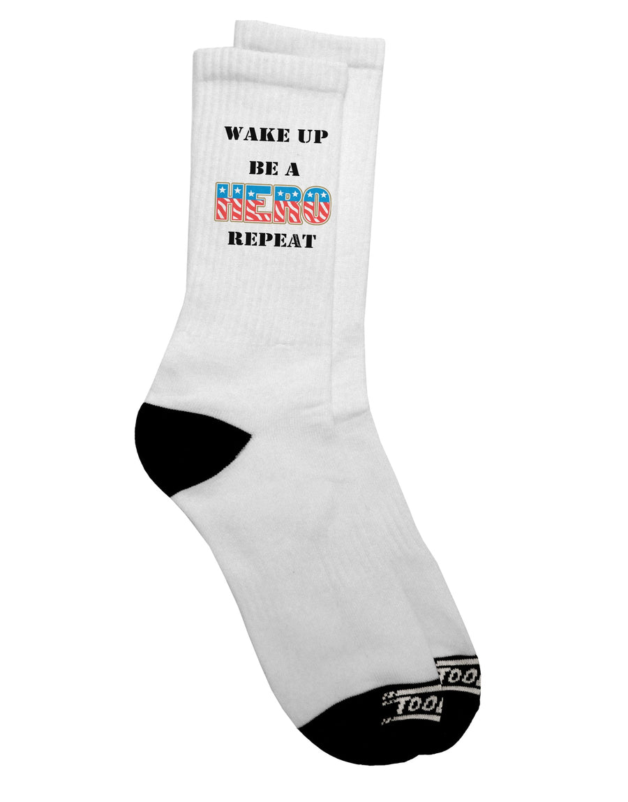 Revitalize Your Morning Routine with Wake Up Be A Hero Repeat Adult Crew Socks - TooLoud-Socks-TooLoud-White-Ladies-4-6-Davson Sales