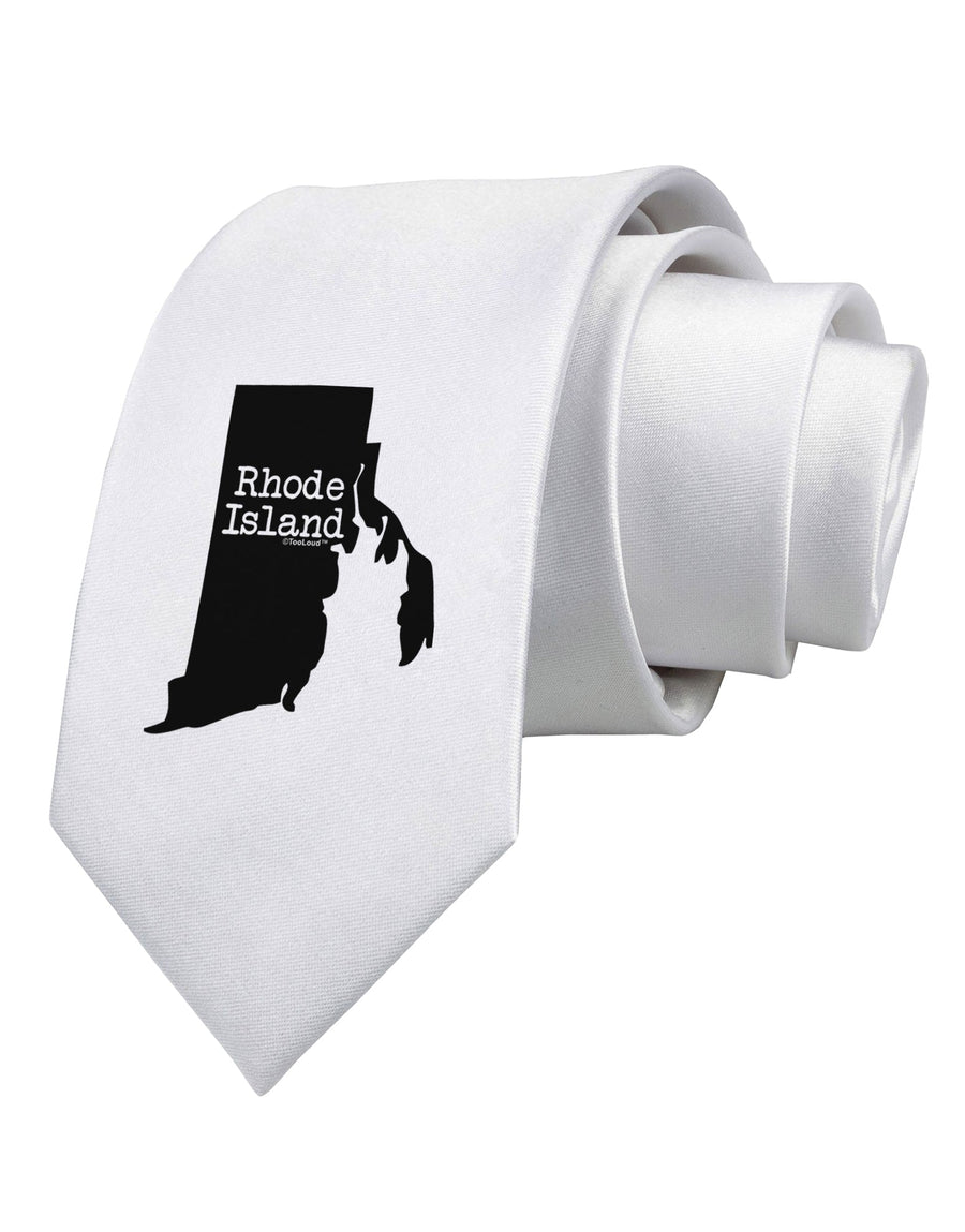 Rhode Island - United States Shape Printed White Necktie by TooLoud