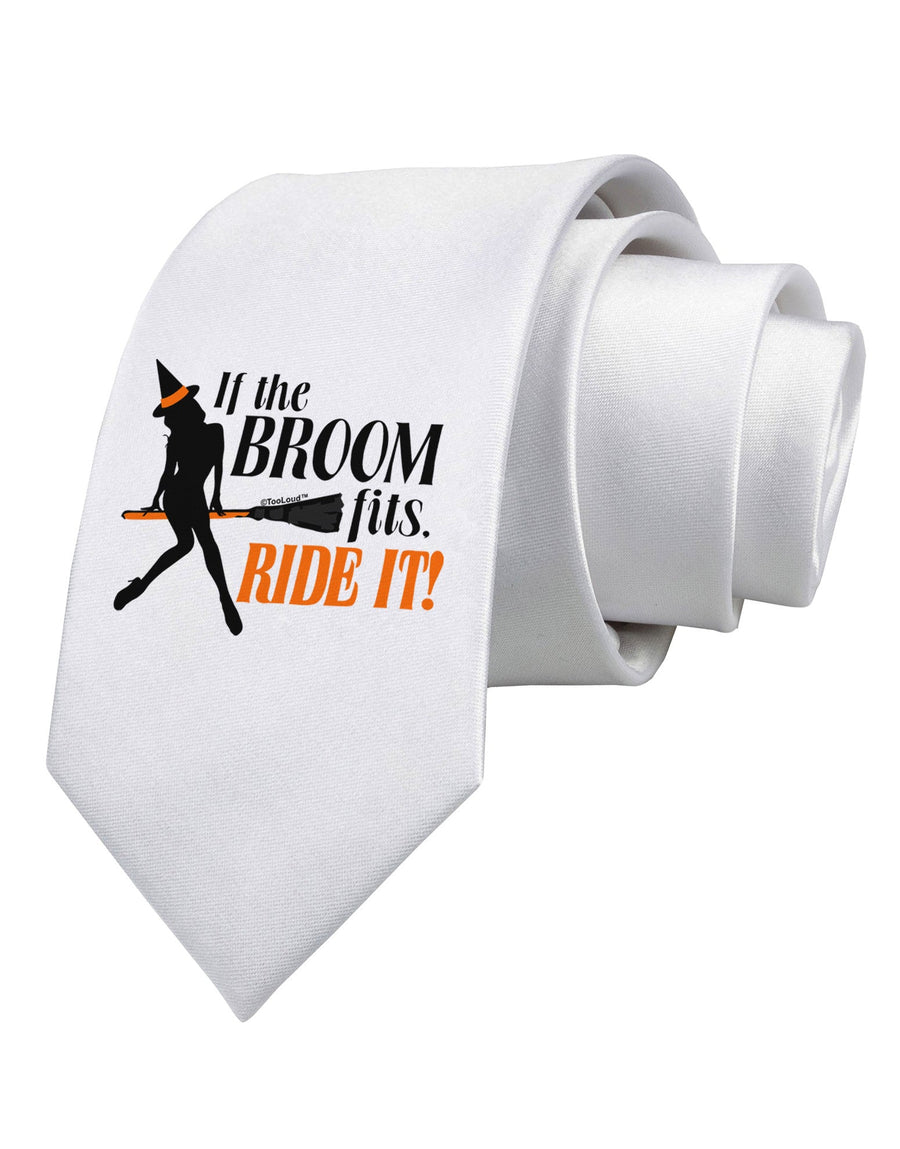 Ride It Orange Printed White Necktie