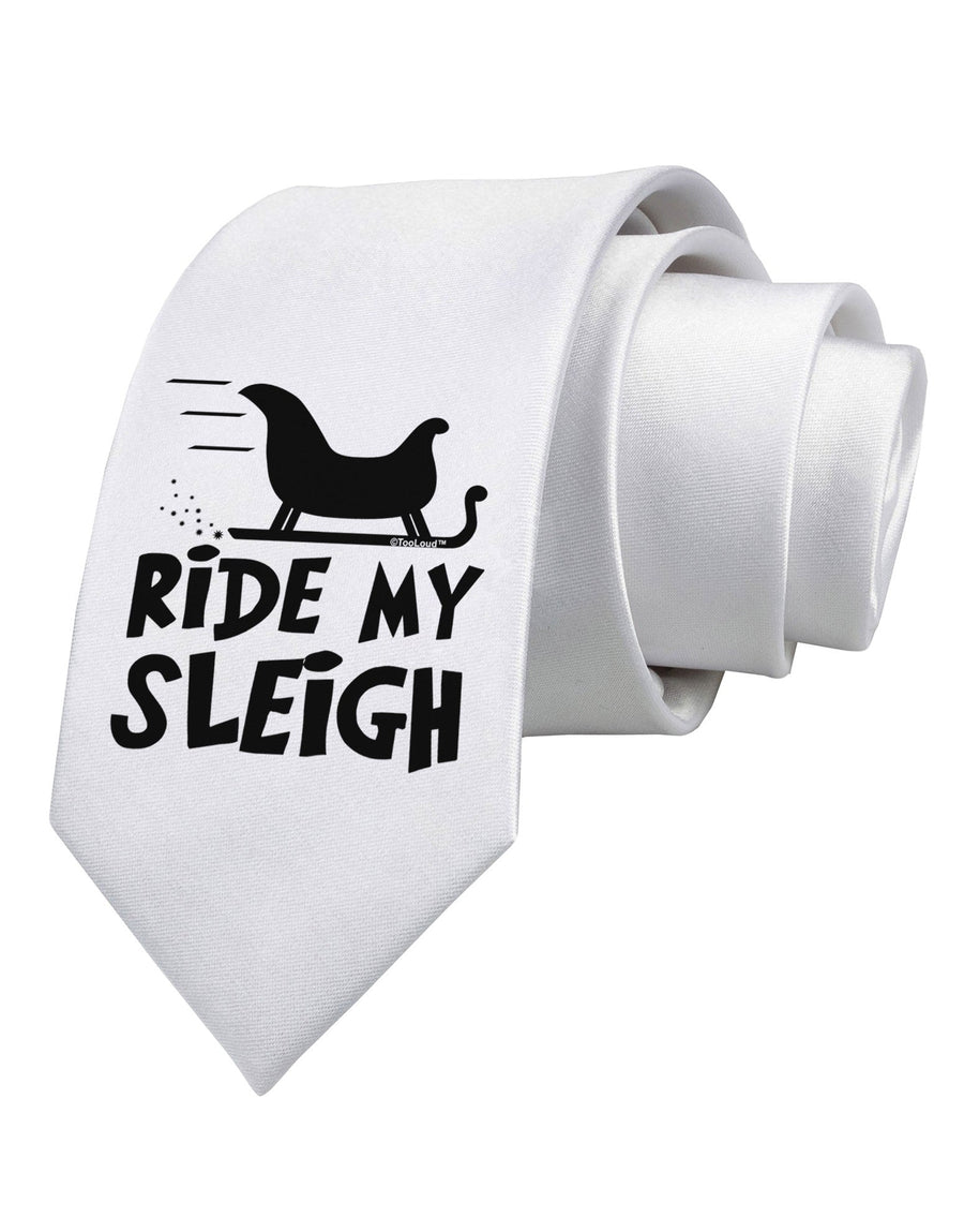 Ride My Sleigh BnW Printed White Necktie