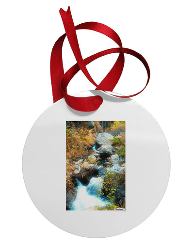 Rockies Waterfall Circular Metal Ornament-Ornament-TooLoud-White-Davson Sales