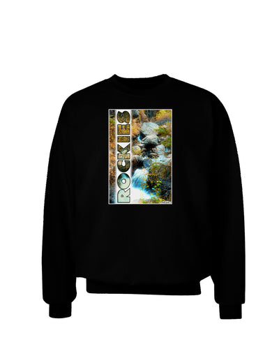 Rockies Waterfall with Text Adult Dark Sweatshirt-Sweatshirts-TooLoud-Black-Small-Davson Sales