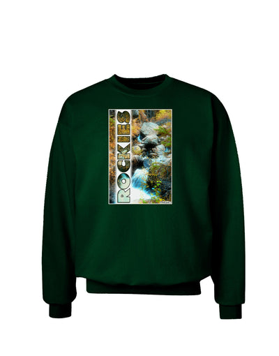 Rockies Waterfall with Text Adult Dark Sweatshirt-Sweatshirts-TooLoud-Deep-Forest-Green-Small-Davson Sales