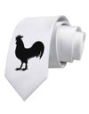 Rooster Silhouette Design Printed White Necktie