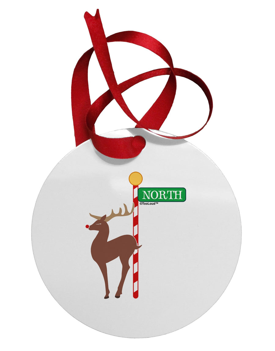 Rudolf Ratchet Reindeer Color Circular Metal Ornament-Ornament-TooLoud-White-Davson Sales