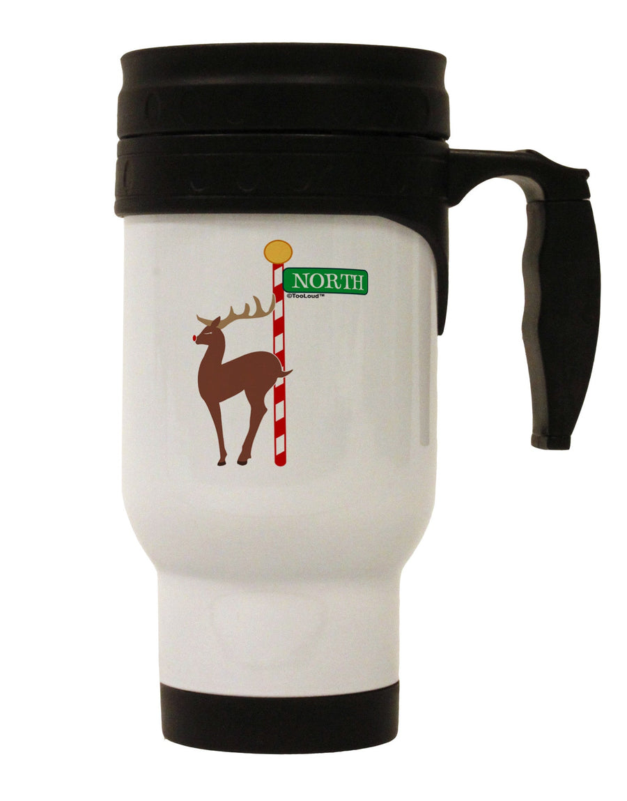 Rudolf Ratchet Reindeer Color Stainless Steel 14oz Travel Mug-Travel Mugs-TooLoud-White-Davson Sales