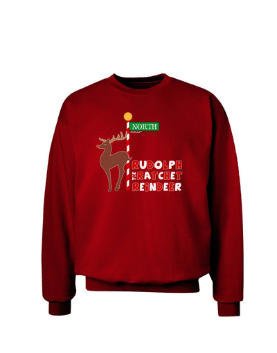 Rudolf Ratchet Reindeer Color Text Adult Dark Sweatshirt-Sweatshirts-TooLoud-Deep-Red-Small-Davson Sales