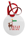 Rudolf Ratchet Reindeer Color Text Circular Metal Ornament-Ornament-TooLoud-White-Davson Sales