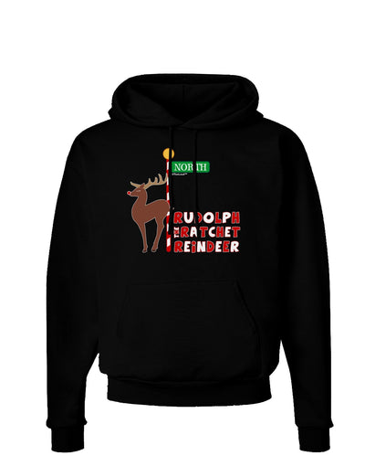 Rudolf Ratchet Reindeer Color Text Dark Hoodie Sweatshirt-Hoodie-TooLoud-Black-Small-Davson Sales