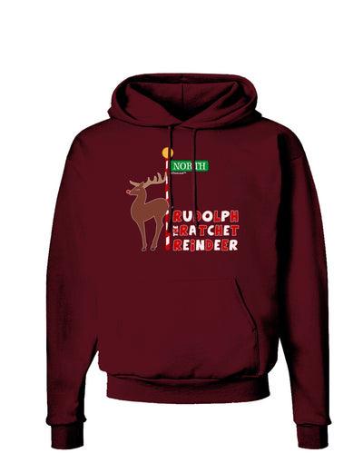 Rudolf Ratchet Reindeer Color Text Dark Hoodie Sweatshirt-Hoodie-TooLoud-Maroon-Small-Davson Sales