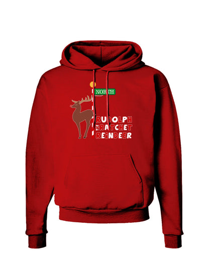 Rudolf Ratchet Reindeer Color Text Dark Hoodie Sweatshirt-Hoodie-TooLoud-Red-Small-Davson Sales