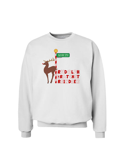 Rudolf Ratchet Reindeer Color Text Sweatshirt-Sweatshirts-TooLoud-White-Small-Davson Sales