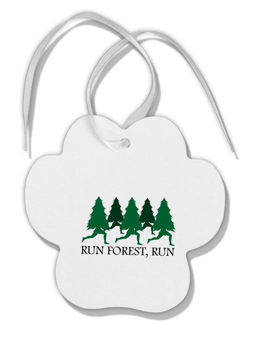 Run Forest Run Funny Paw Print Shaped Ornament by TooLoud-Ornament-TooLoud-White-Davson Sales
