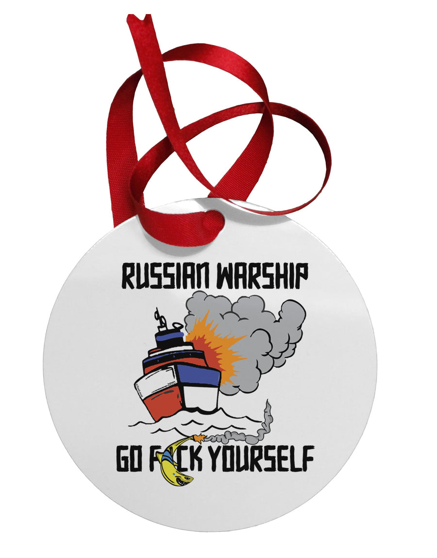 Russian Warship go F Yourself Circular Metal Ornament-ornament-TooLoud-Davson Sales