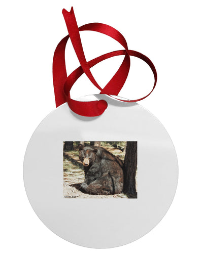 Sad Black Bear Circular Metal Ornament-Ornament-TooLoud-White-Davson Sales